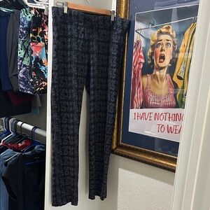 Betabrand Black and Gray patterned straight leg dress pants yoga pants